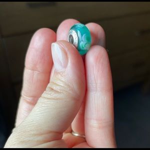 Pandora Sterling “Turquoise Flower” Glass Charm